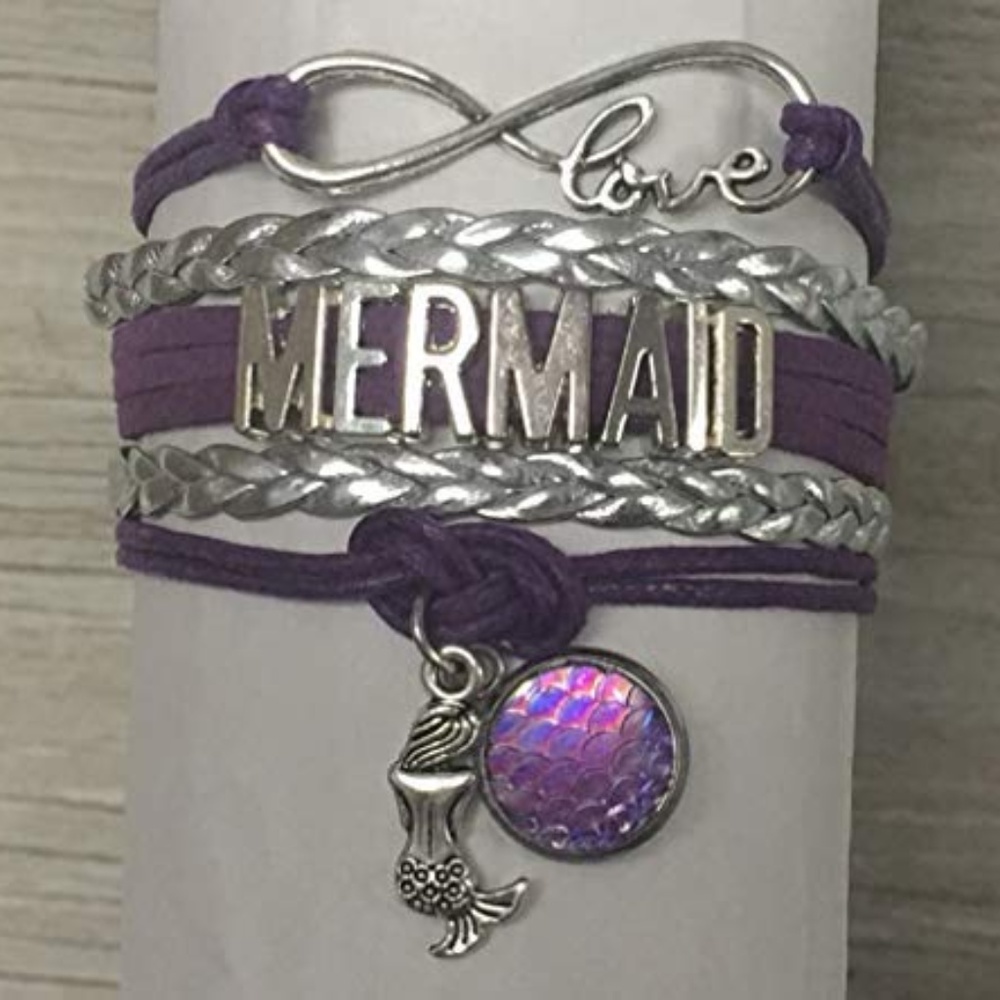 Mermaid Gift Charm Infinity Purple Bracelet